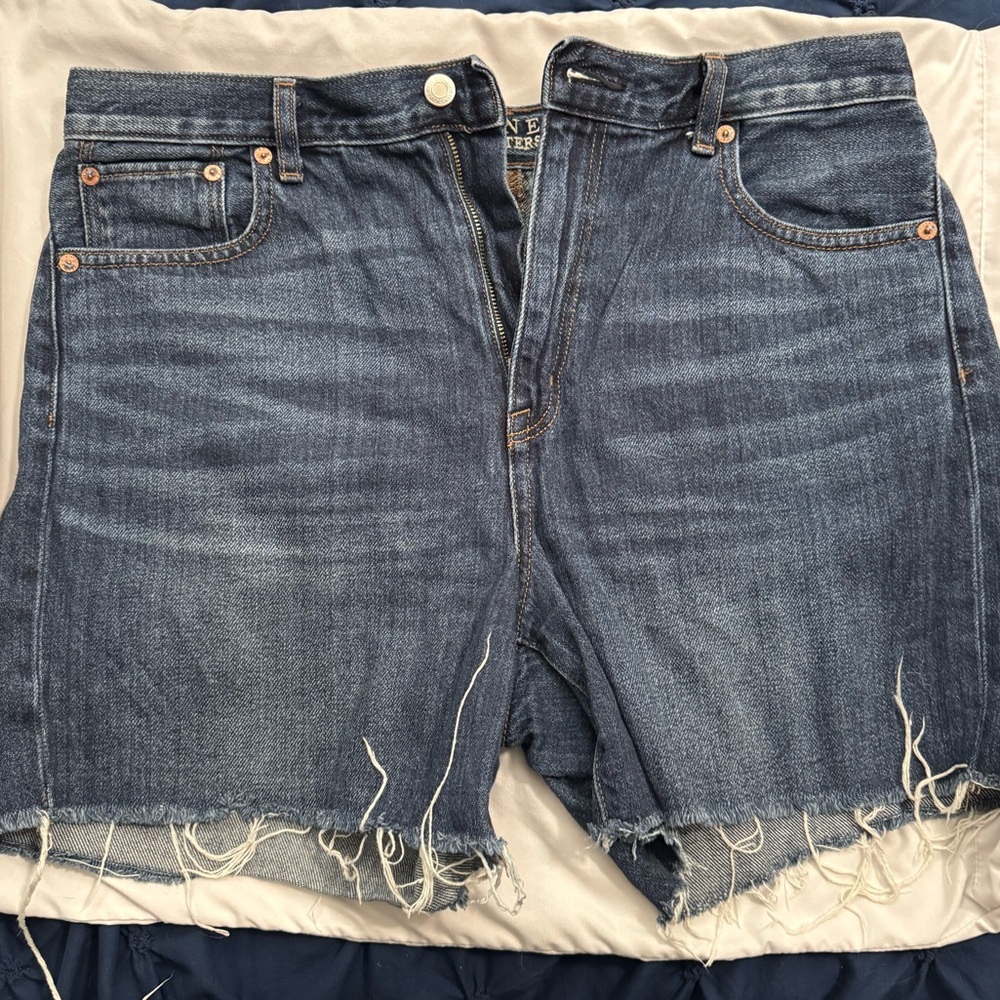 American Eagle Outfitters Dark Wash Cutoff Denim Shorts Size 12 High Rise